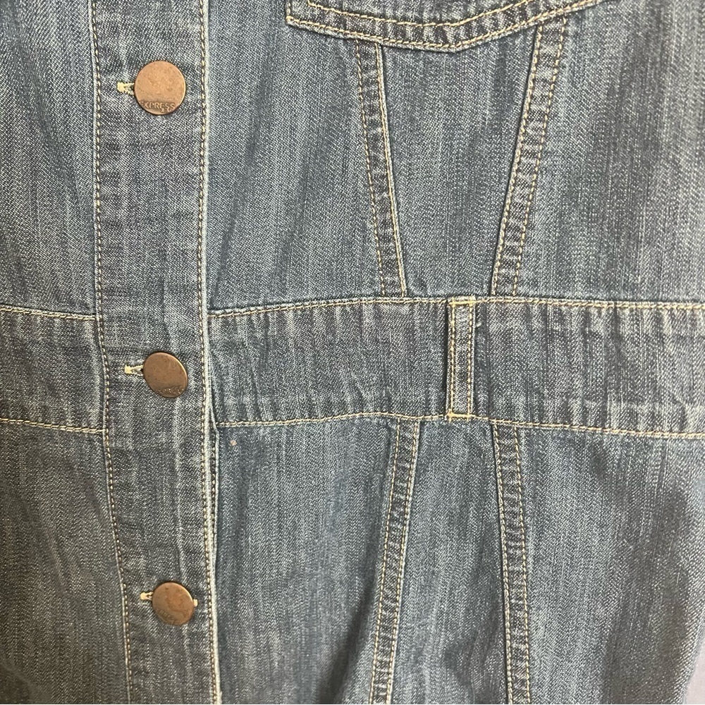 Express denim button down shirt dress size medium, short sleeved EUC - Picture 5 of 9